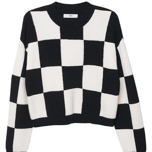Mango Checks Knitted Sweater NWOT XS